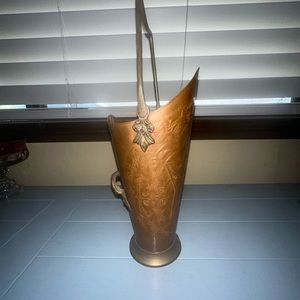Vintage copper and brass fireplace match holder